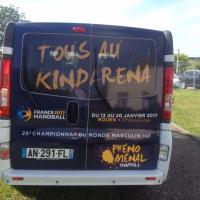 Pose semi covering sur camionnette Mondial 2017 handball