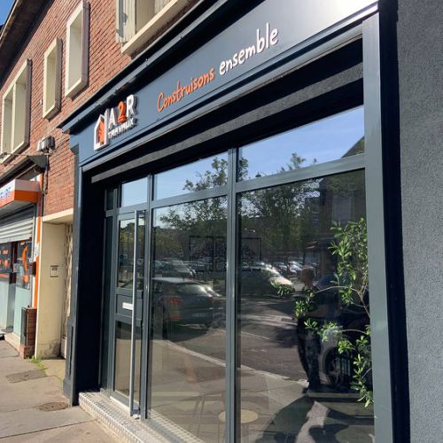 Enseigne Dibond + Lettrages et logo decoupés Forex 34 mm