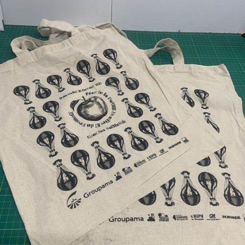Tote bag coton naturel, marquage 1 couleur recto