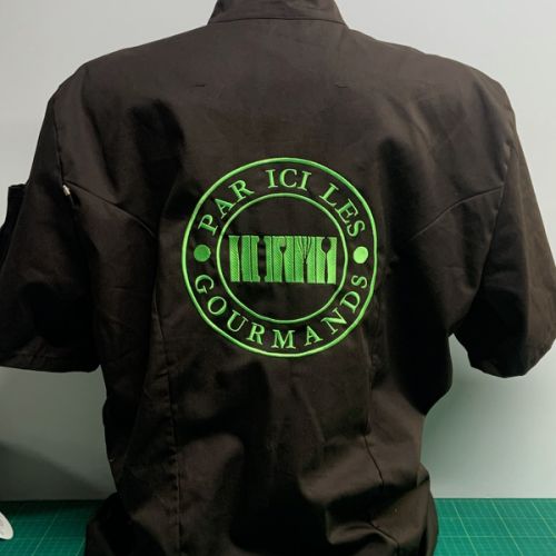 Broderie 1 couleur sur veste cuisine dos 220mm