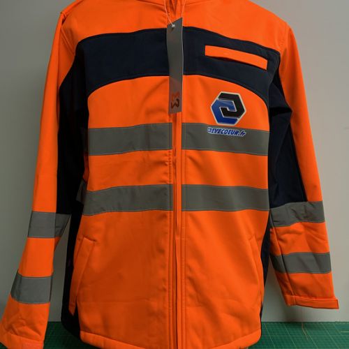 Marquage transfert numérique quadri sur blouson de chantier