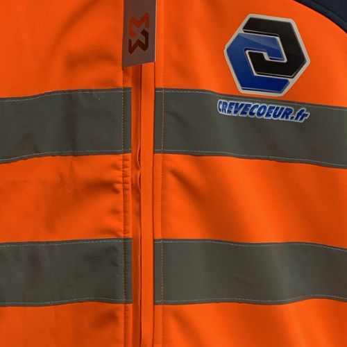 Marquage transfert numérique quadri sur blouson de chantier