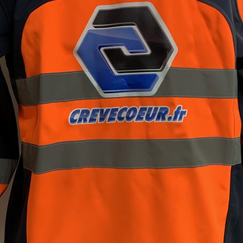 Marquage transfert numérique quadri sur blouson de chantier