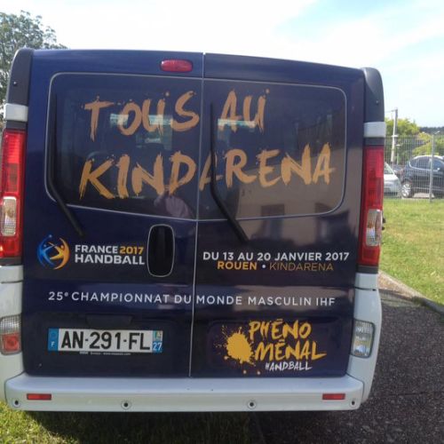 Pose semi covering sur camionnette Mondial 2017 handball